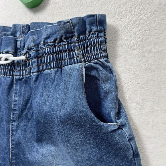 Hammer Paper Bag Jeans Junior Size 13 Blue Pull On Stretch Cropped Cuff Leg - Picture 7 of 13